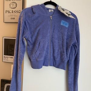 Boys Lie cropped velvet zip up